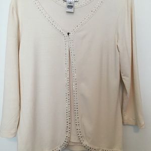 Talbots Cream and Silver Sweater Set - Size P